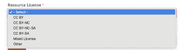 Resource licenses screenshot