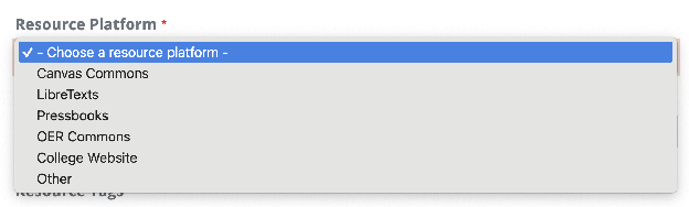 Screenshot of resource platforms.